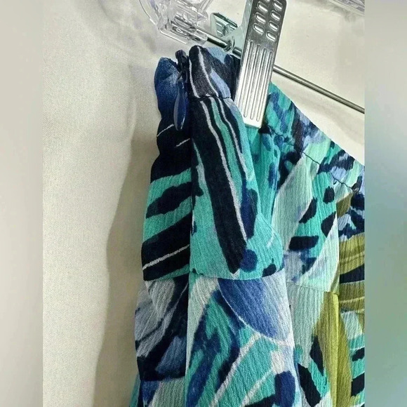 R.Q.T. Fit & Flare Tropical Print Polyester Midi Skirt Size Zip Size L - Picture 4 of 8